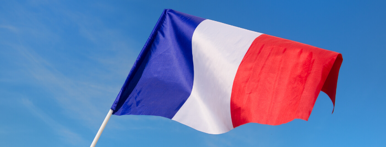 French flag blowing in the wind